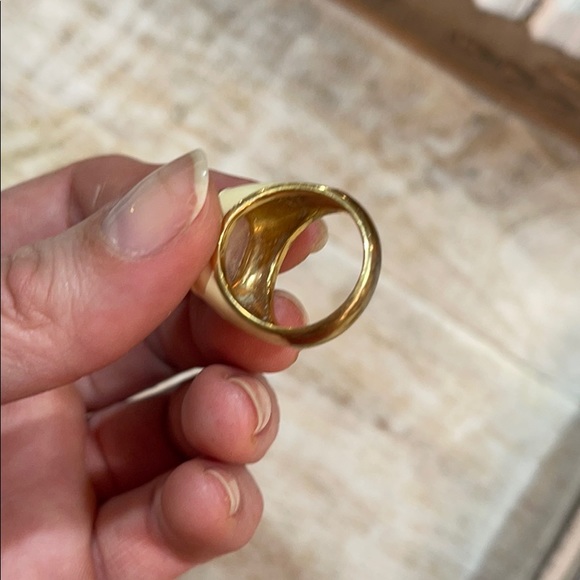 Rose Quartz and Enamel Ring size 7.5 - Picture 4 of 4